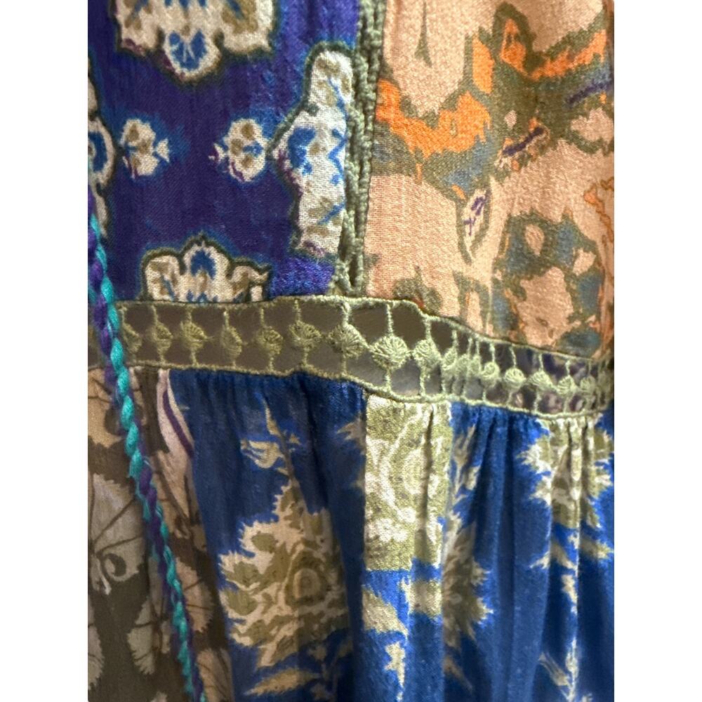 Soft Surroundings Boho Hippie Tassel Gold Patchwork Peasant Tunic Sz M - Picture 6 of 16